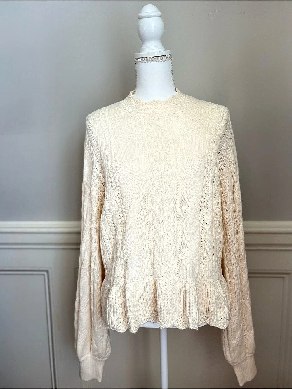 Draper James Cable Knit Peplum Sweater